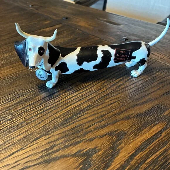 WEINER DOG/COW FIGURINE – Whimsical and Comical, Black & White - Picture 3 of 13